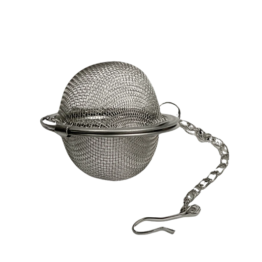 Stainless steel ball mesh infuser with hook and chain. Great for tea, soup, stews, spices, herbs | tea + munchies