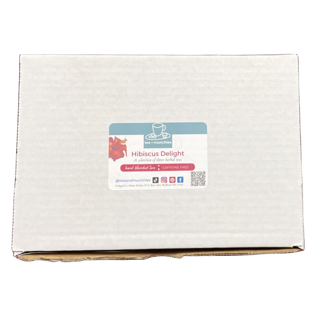 Top panel of Hibiscus Delight Tea Gift Set Box | tea + munchies